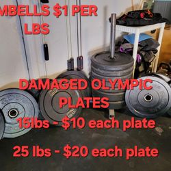 Gym Equipment Damaged Olympic Plates Dumbells