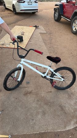 White BMX Bike with Red Accents
