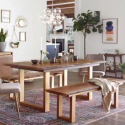 Wood Edge Dining Table Gold Legs
