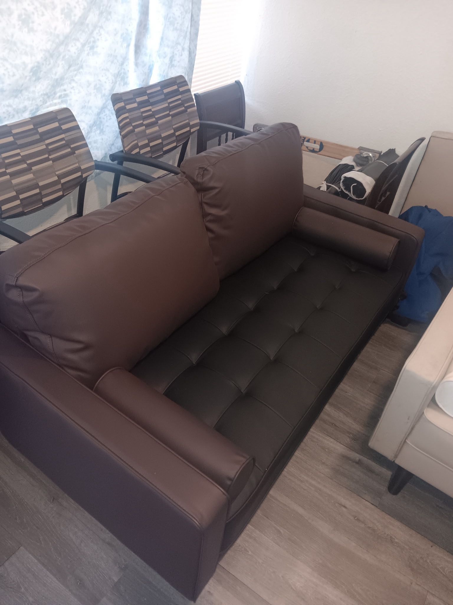 Brown-Black Leather Couch 