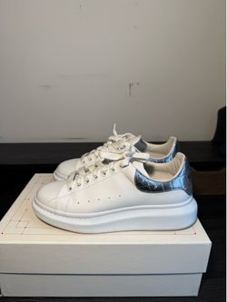 Alexander McQueen White & Silver Croc Oversized Sneakers Size 9 (42)