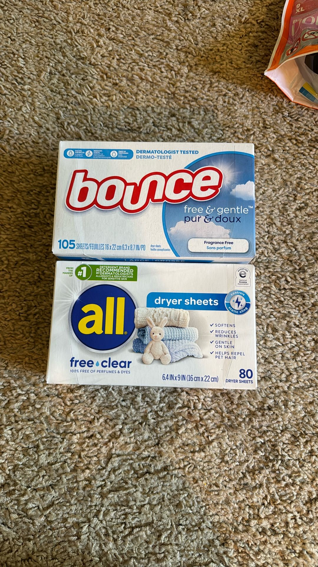 All & Bounce Free & Clear Dryer Sheets