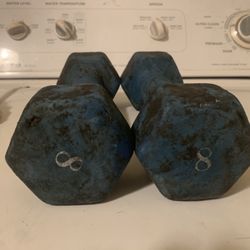8 Lb Set Of Dumbbells Neoprene Large Diameter Grip Other Weights Too