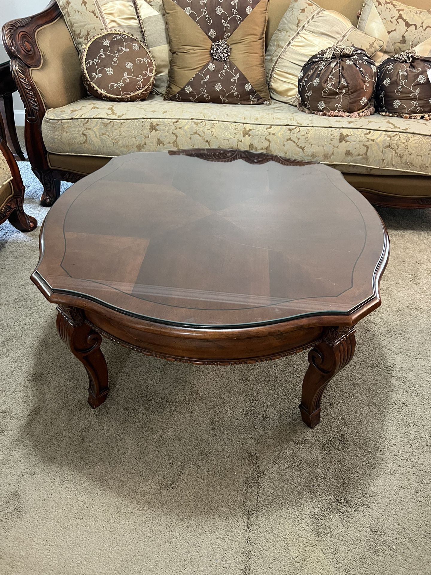 Coffee Table & End Table With Glass Top