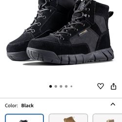 FREE SOLDIER Men's Waterproof Hiking Tactical Work Boots 6 Inches Lightweight Military Breathable Desert Boots(Black US 7)