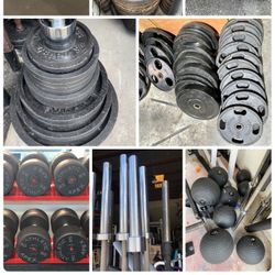 Tons Of Olympic Weight Plates, Bumper, Barbells, Dumbbells, Kettle Bells Etc
