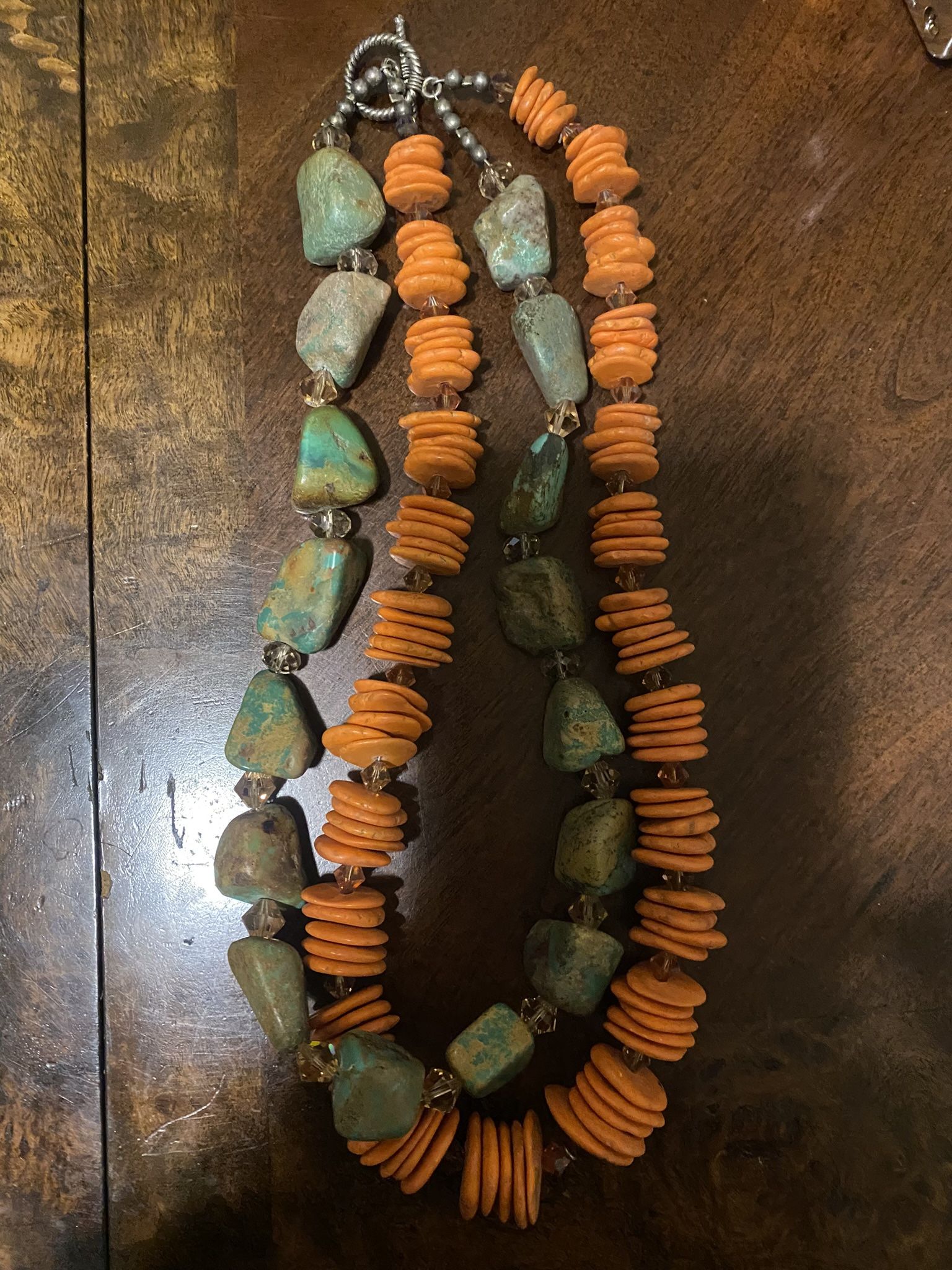 Vintage Navajo Coral Turquoise & Oyster Beads Necklace