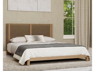 Tanner Solid Ash Queen Platform Bed in Flaxen