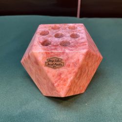Vintage hexagonal natural pink veined onyx geometric pen/pencil holder