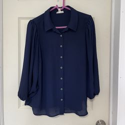 Navy blue button down shirt 