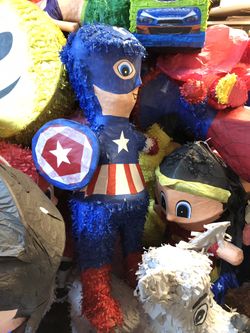Pinatas pinata cumpleaños cumpleanos birthday fiesta captain America capitan america