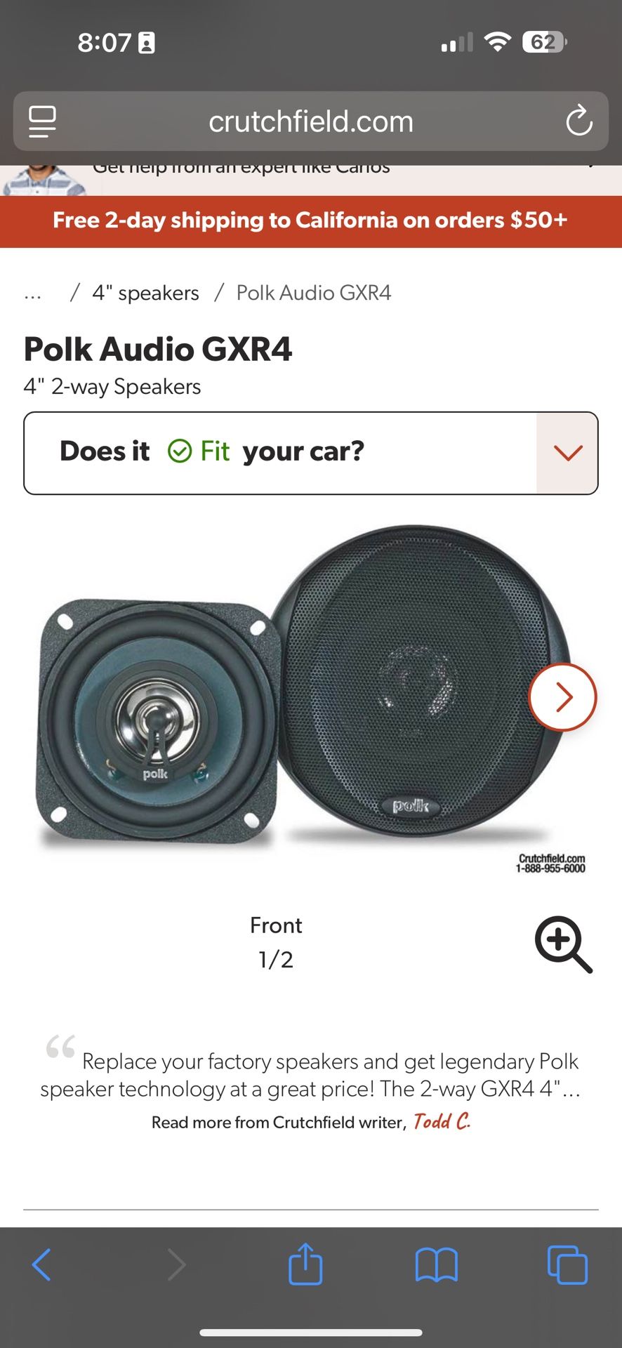 Polk Audio PAIR Of High Fidelity Two Way GXR4 4 Inch Coaxial Car Speakers Feature 4” Woofer And 1 & 1/2” Tweeter In Unopened Box