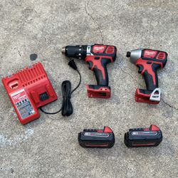 Milwaukee M18 Hammer Drill,Hex Impact With 2-2Ah Batteries,Charger And Bag