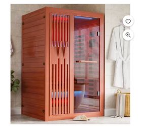 #T  1–2 Person Full Spectrum Infrared Sauna Model: YK8002-SM-RDC Size: Approx. 47.2”W × 41.3”D × 74.8”H 3-Box Complete Set • Indoor Sauna • Seat Inclu