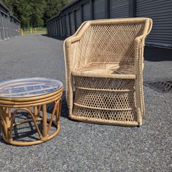 Vintage MCM Boho Rattan Bamboo Chair