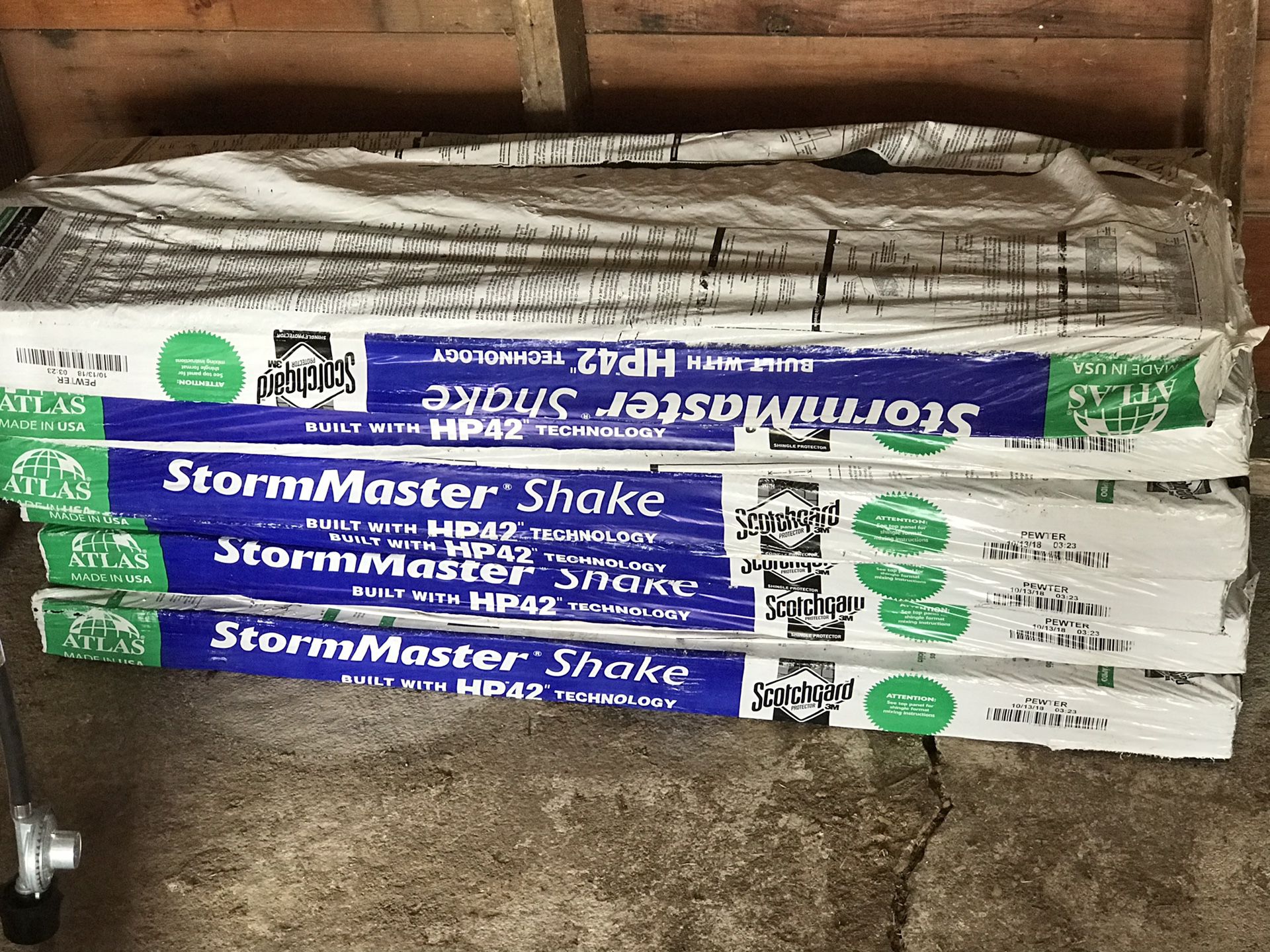6 bundles of Atlas Storm Master Shake HP42 shingles and 6 roof panels 97 by 48. Also included is some roof tarp. Asking $280.00 or Best Offer.