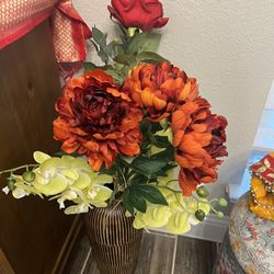 Bamboo Vase And Flowers 