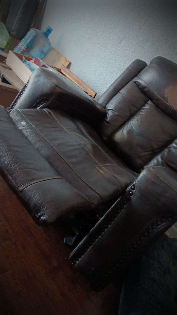 Genuine Leather Recliner W/ USB Port