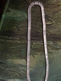 Baguette Tennis Necklace Stainless Cz