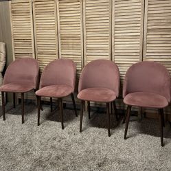 Poly & Bark Pink Velvet Dining Chairs