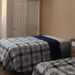 Twin Bed - frame, comforter,  sheets