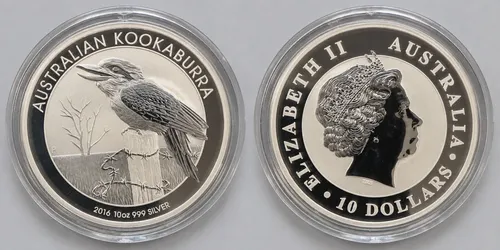 2016 Australia Kookaburra 10 oz .999 Silver Coin Perth Mint $10 Capsule