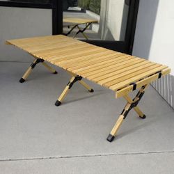 New In Box 47x24x17 Inch Tall Portable Foldable Wooden Outdoor Camping Park Picnic Beach Table With Carrying Case 