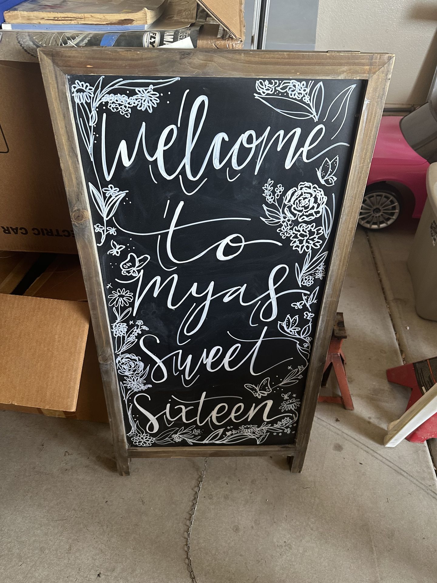 Wooden doubke sided chalk sign
