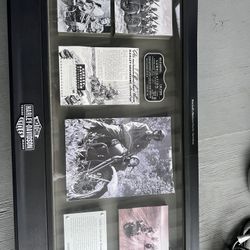Harley Davidson Shadow Box of 1942 WLA MOTORCYCLE WOOD FRAME 23.75" wide X 12"