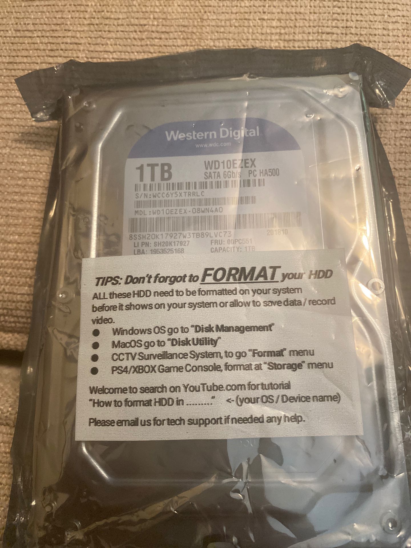 1 TB computer hard drive