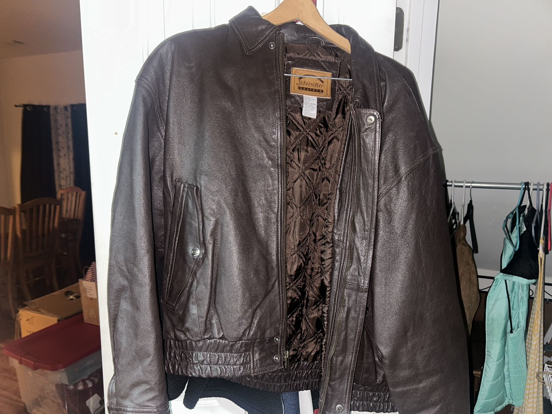 St. john’s bay authentic brown leather jacket