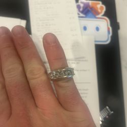 Mens 5 diamond ring 14k White Gold 