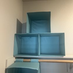 Light Turquoise Storage Cubes, Set Of 3