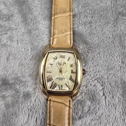 Activa Swiss Quartz Tank Watch Gold Tone Pearl Dial-Read Description