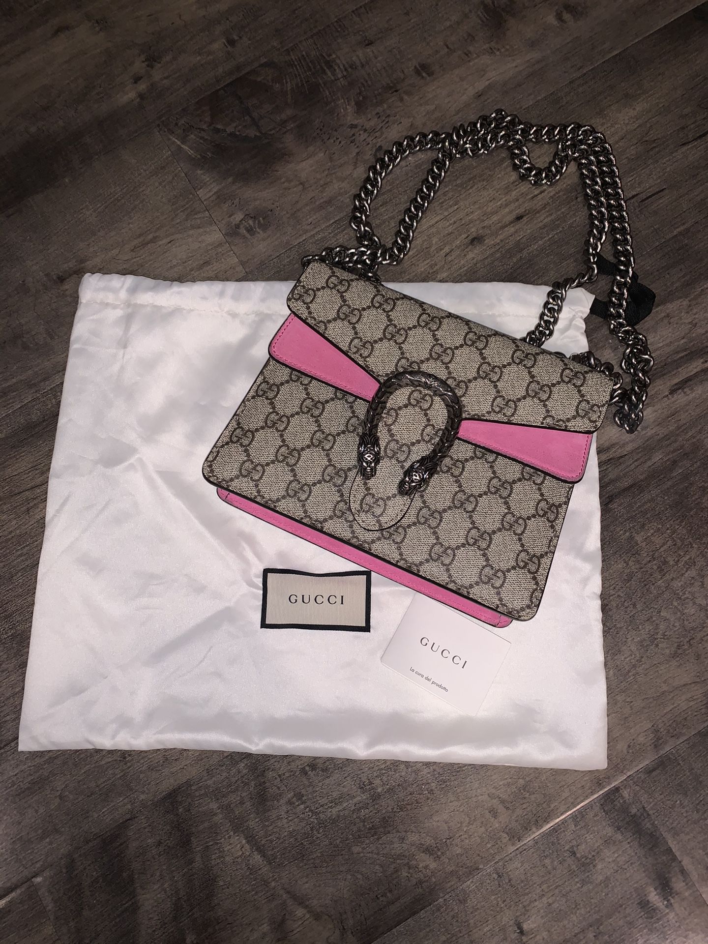 Gucci Dionysus GG Supreme mini bag In Pink 100% Authentic