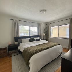 King Platform Bed Frame w/ LED Headboard