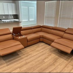 🔥HOT SALE!!🔥6-PC Picasso Caramel Recliner Sectional ✨