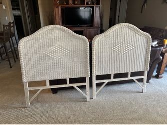 2 matching wicker twin bed headboards