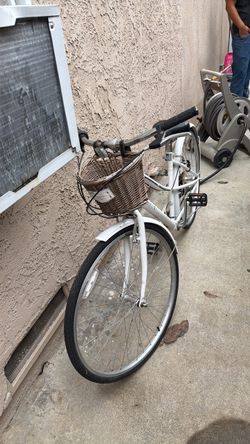 White Cruiser Bike with Wicker Basket
