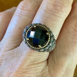 Designer Chuck Clemency sterling silver and 14k two tone cocktail ring size 8