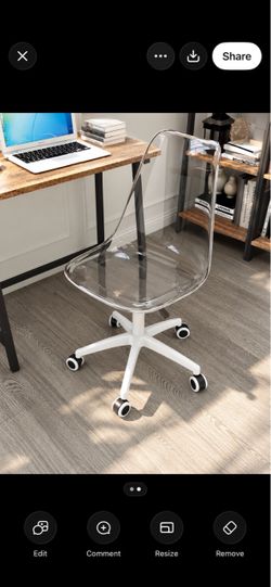Clear Desk Chair,Clear Chair – Modern Transparent Desk Chairs for Bedroom, Makeup Room or Office – Armless Acrylic Rolling, Plastic Office Chairs for 