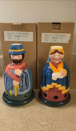 Villeroy & Boch Nativity Deco Light Candle Holder Set Mary Joseph Boxed Vintage