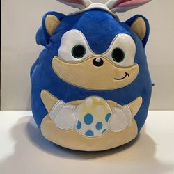 Sonic Squishmallows Sonic the Hedgehog With Easter Bunny Ears 12" Plush New