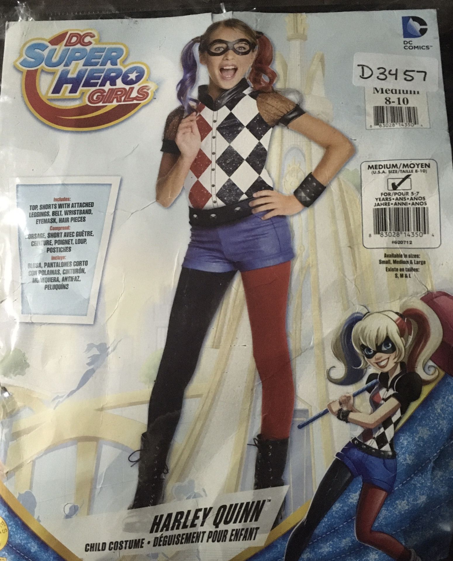 Brand new Harley Quinn girls size 8/10 deluxe costume 