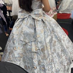 Quinceanera Dress Baby Blue With Gold