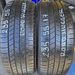 2 USED TIRES 235/55R17 ROAD HUEGGER Both Installed and Balanced $100 ($50 each) 
