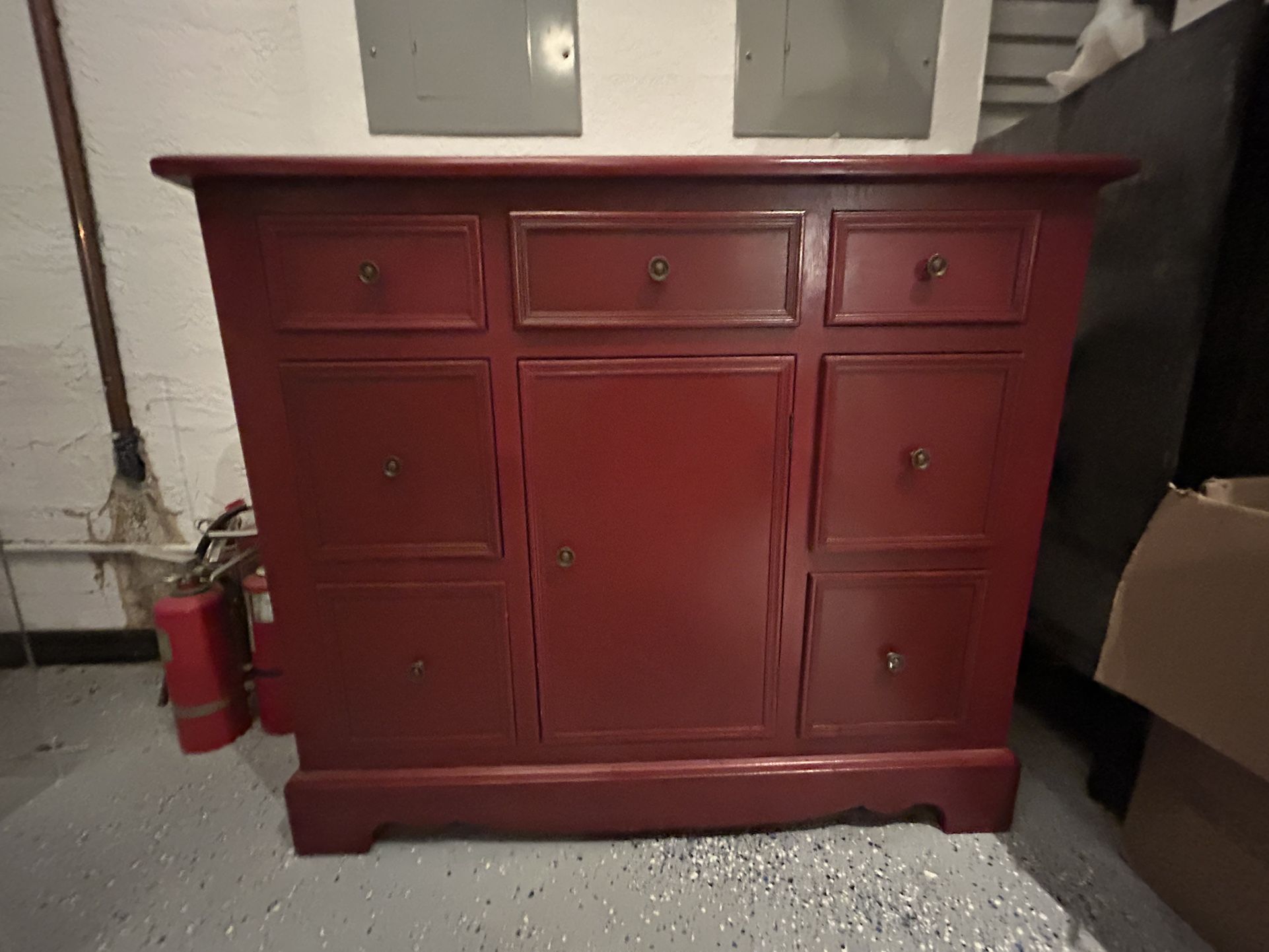 Distressed Red 7-Drawer Chest