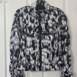Calvin Klein Performance Printed Zip-Up Jacket, abstract print, athleisure, black & white