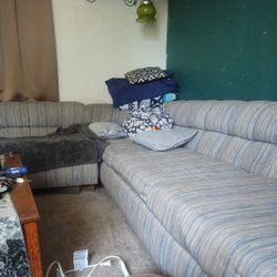 Blue Whit And Grey Sectional. Pick Up In Grandound