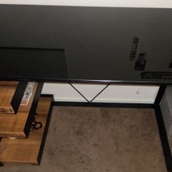 Black Wrought Iron Desk With Glass Top